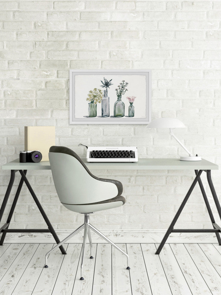 "Four Bottle Blooms" Framed Painting Print, 24"x16"