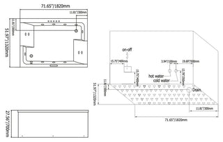 Whirlpool Bathtub 2 Person Jetted Tub 71" LED Air Massage Corner Soaking Tubs