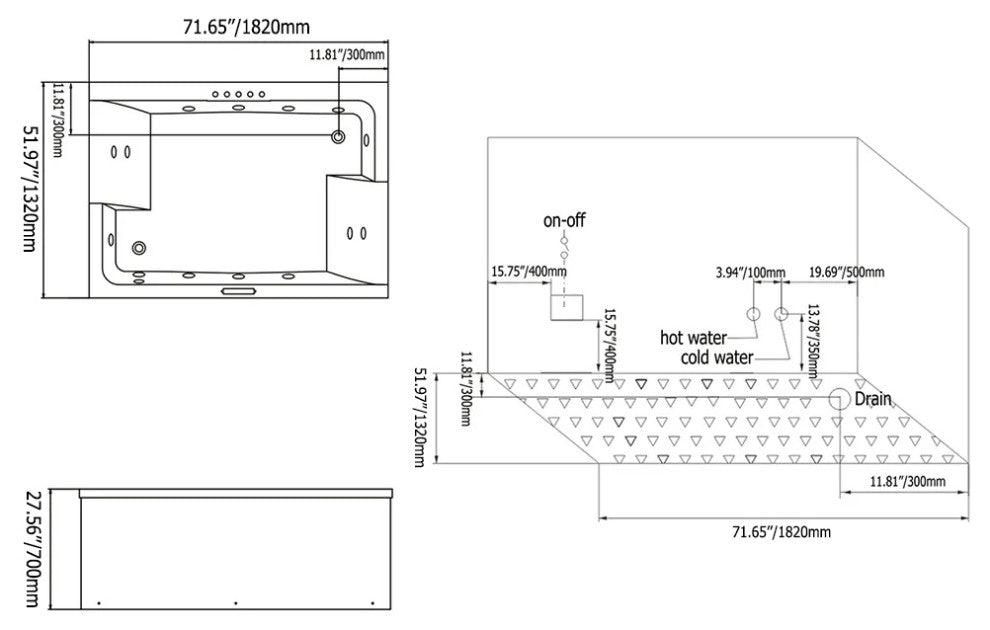 Whirlpool Bathtub 2 Person Jetted Tub 71" LED Air Massage Corner Soaking Tubs