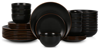 Stone Lain Brasa Stoneware 32 Piece Dinnerware Set, Black