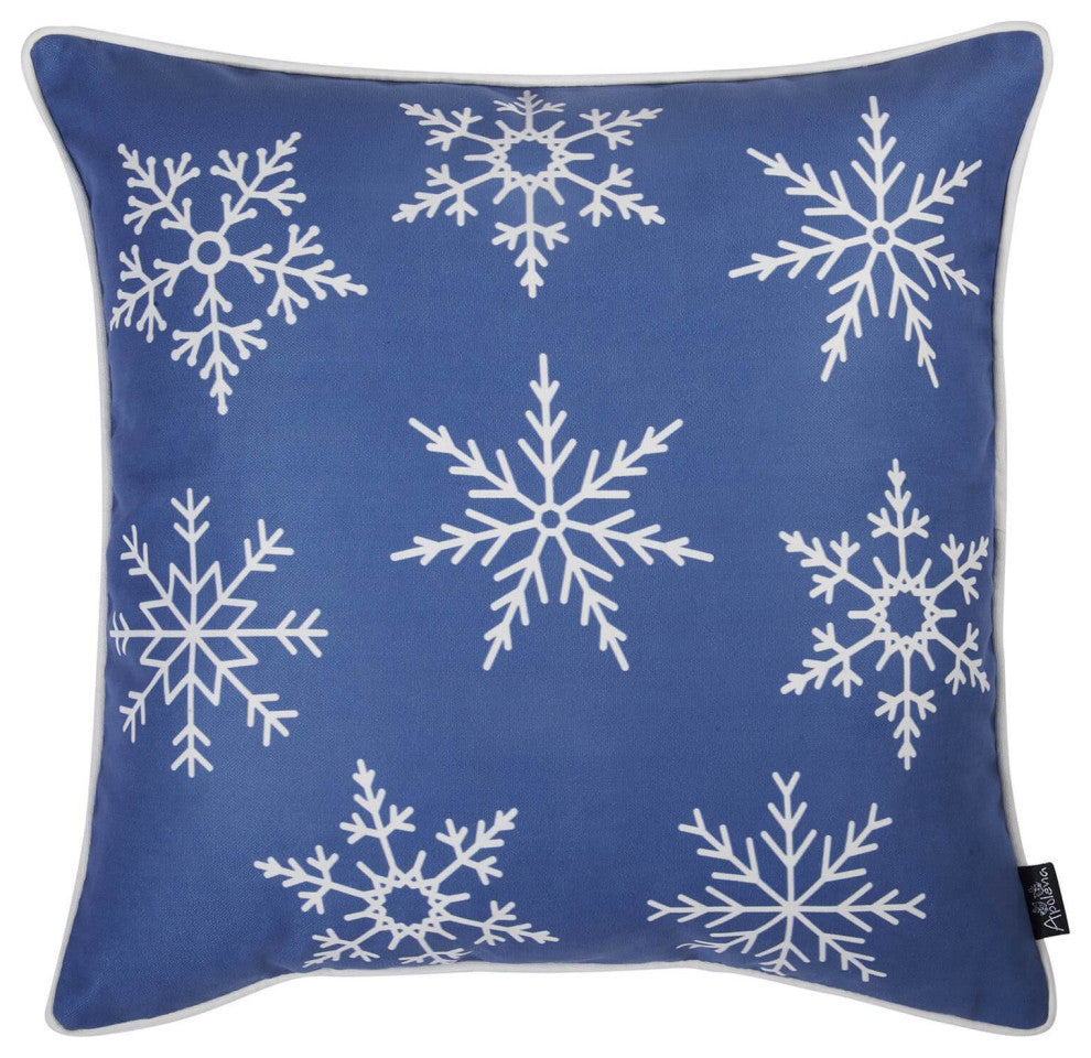 Set of 2 Blue 18" Holiday Snowflakes Throw Pillow Covers