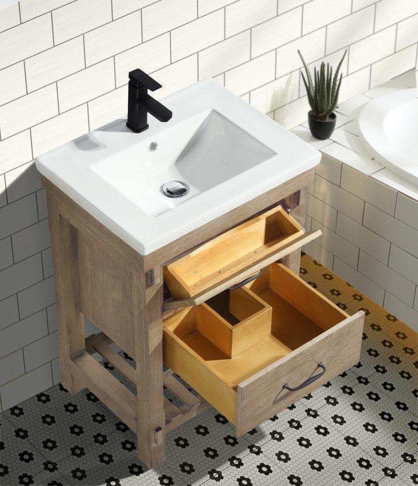 Marina 24" Bathroom Vanity, Weathered Fir Finish