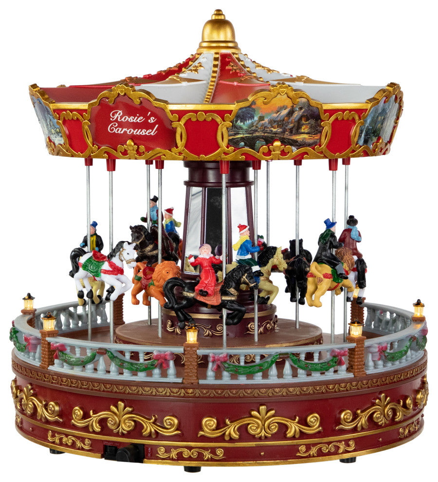 14" LED Lighted Animated and Musical Carousel Christmas Decoration