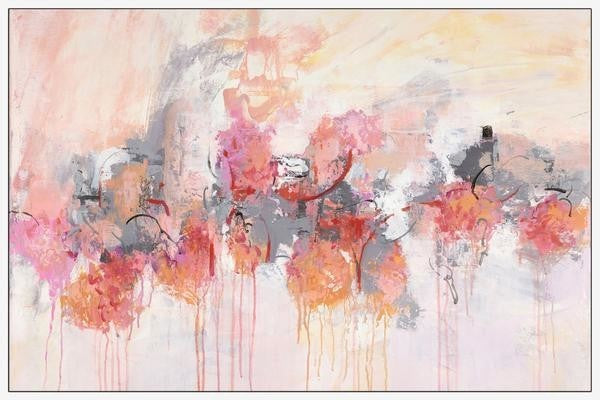 "Petal Patch II" Floater Framed Painting Print on Canvas, 45"x30"