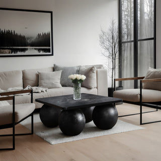Fitch Oak Veneer Coffee Table, Black, Square