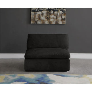 Maklaine Contemporary Velvet Modular Armless Chair in Soft Black