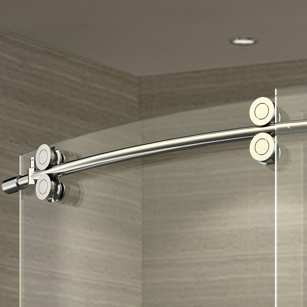 ZenArch 56-60"x75" Frameless Bowfront Sliding Shower Door, Chrome, Right Open