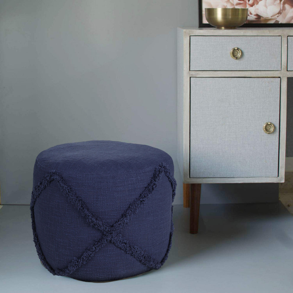 Solid Textured Decorative Diamond Pouf Ottoman