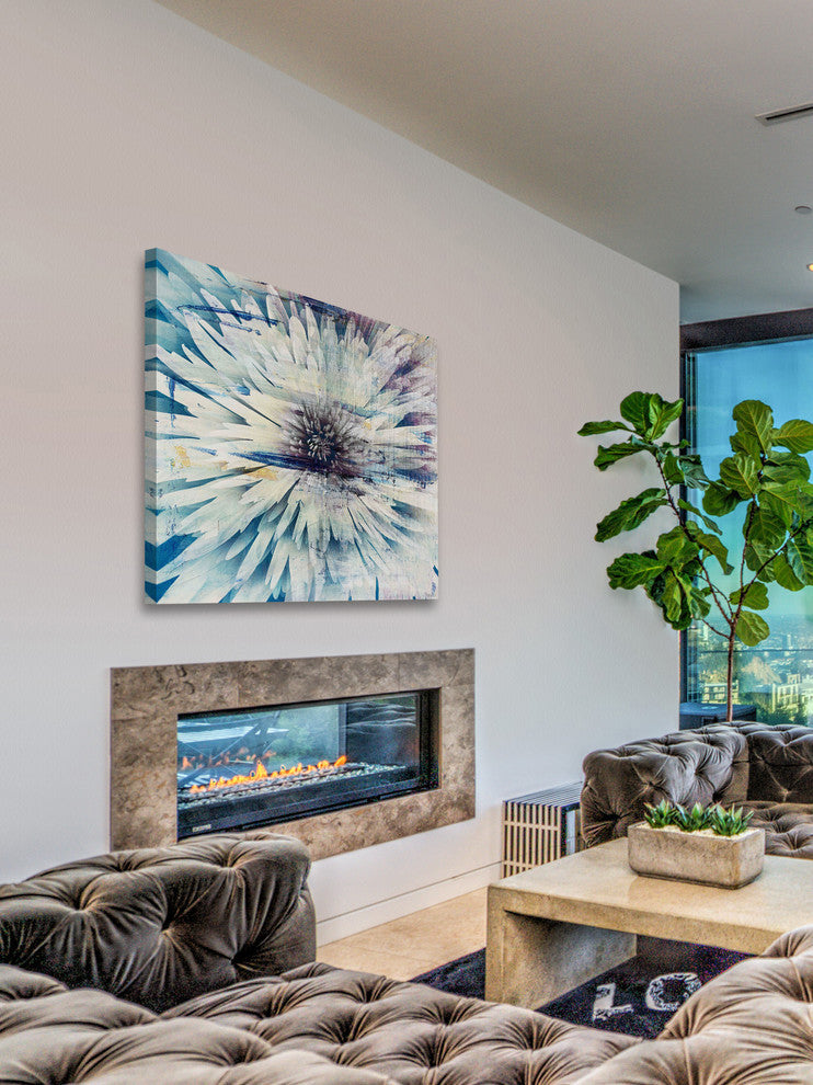 "White Burst Bloom" Painting Print on Wrapped Canvas, 18"x18"