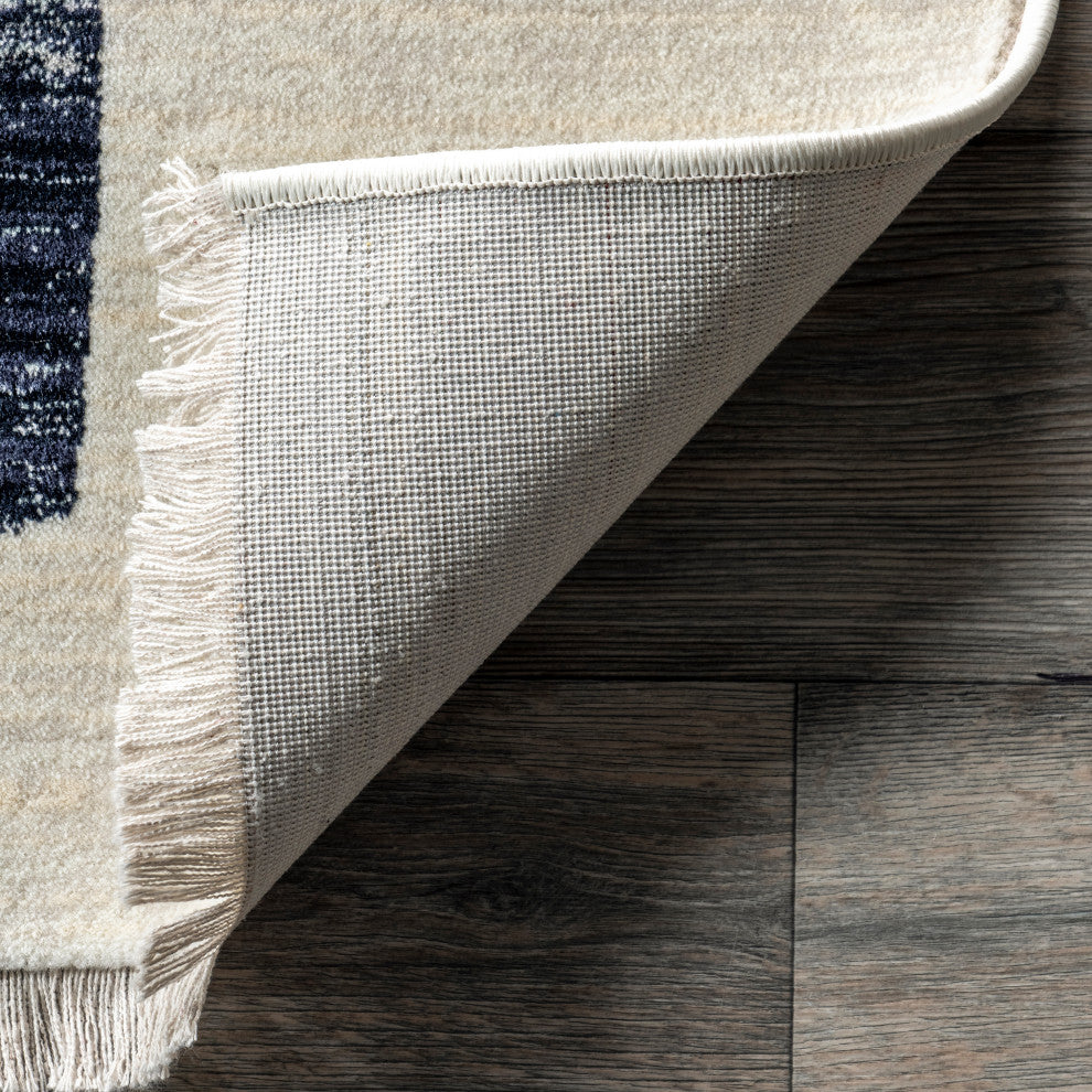 Nuloom Bevin Abstract Sky Fringe Area Rug, Beige 6'7"x10'2"