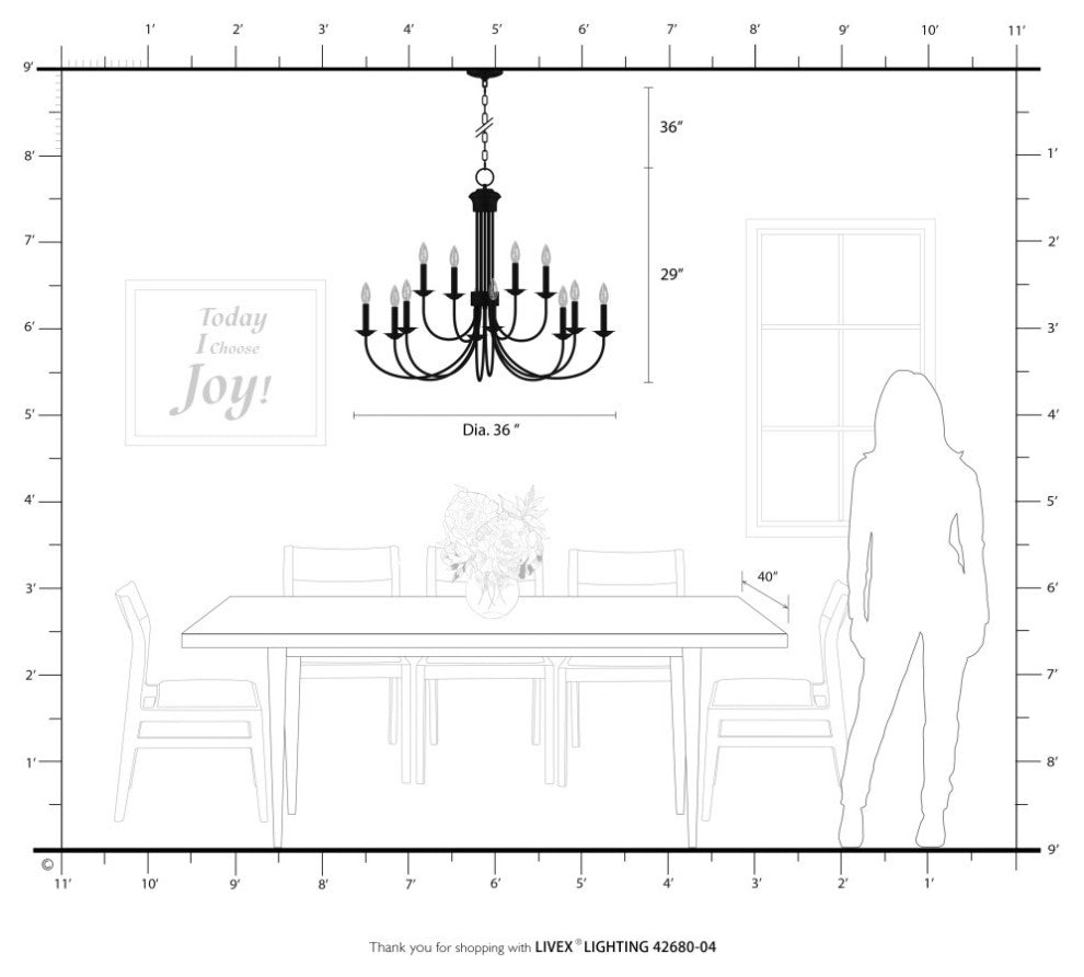 Estate 12-Light Black Large 2-Tier Chandelier
