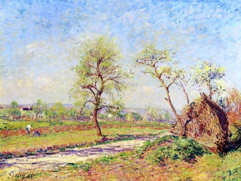 Alfred Sisley Road at Veneux, Gallery Wrapped Canvas Print, 21"x28"