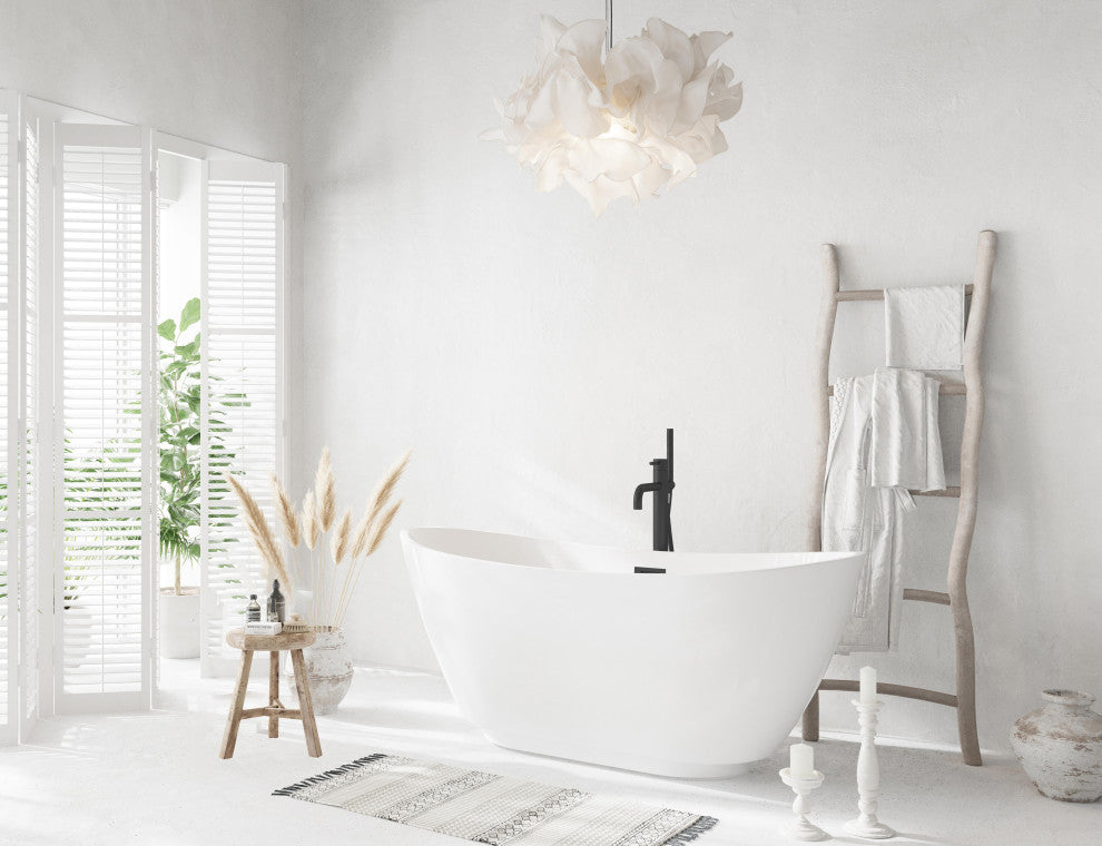 Igor 67" Soaking Bathtub, Glossy White With Matte Black Trim