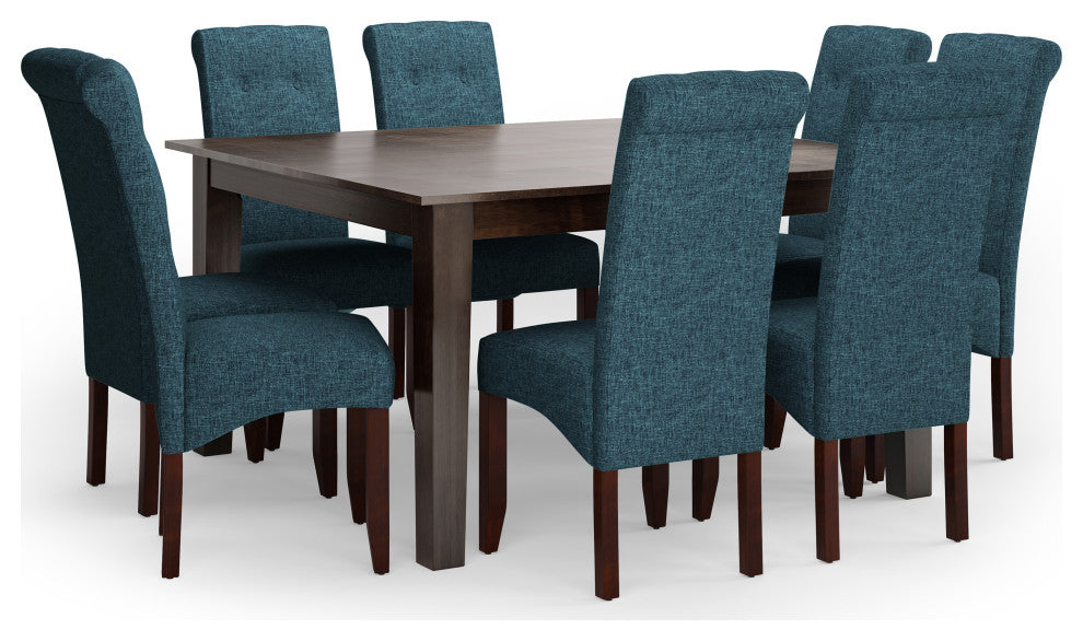 Cosmopolitan Solid Hardwood 9 Piece Dining Set, Denim Blue