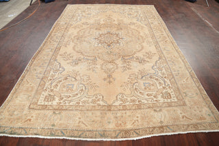 Consigned, Vintage-Style Faded Handmade Oriental Persian Area Rug, Beige, 6x10
