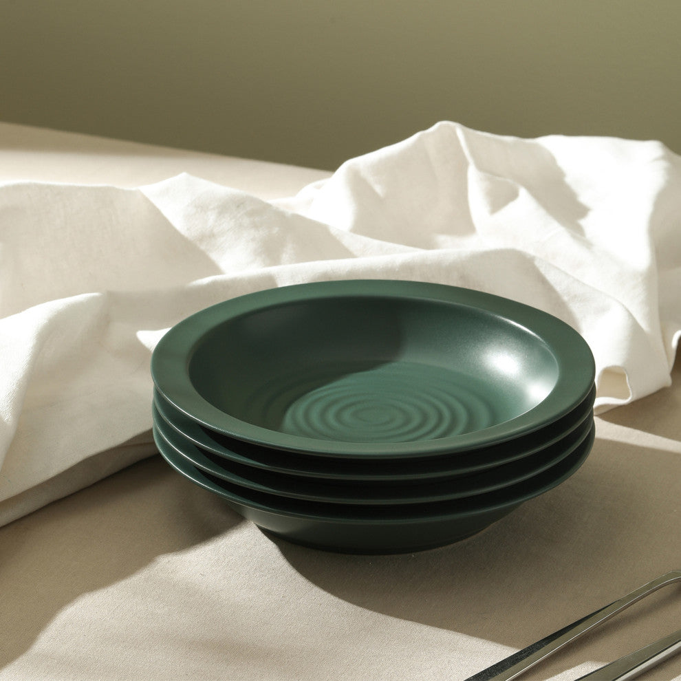 Stone Lain Orbit Stoneware Pasta Bowl Set of 4, Green
