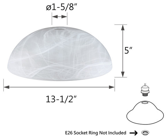 23133-11 Replacement Etched Alabaster Torchiere Lamp Glass(42mm) Shade