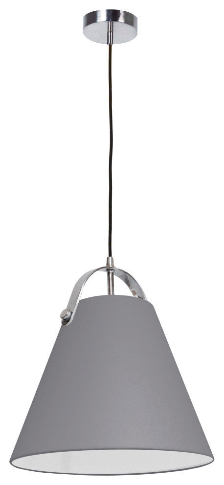 1 Light Emperor Pendant Polished Chrome with Grey Shade