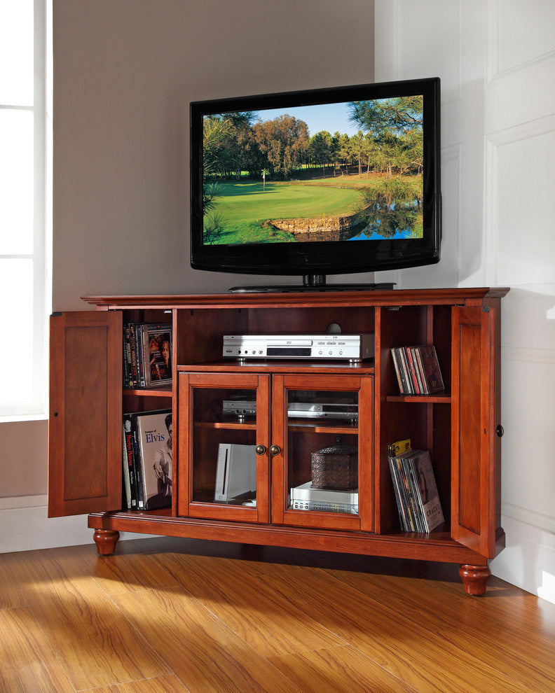 Cambridge 48" Corner TV Stand, Classic Cherry Finish