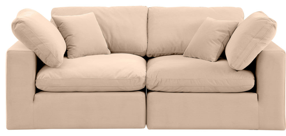 Comfy Upholstered Modular Sofa, Beige, 2-Piece: 2 Corner Chair, Velvet
