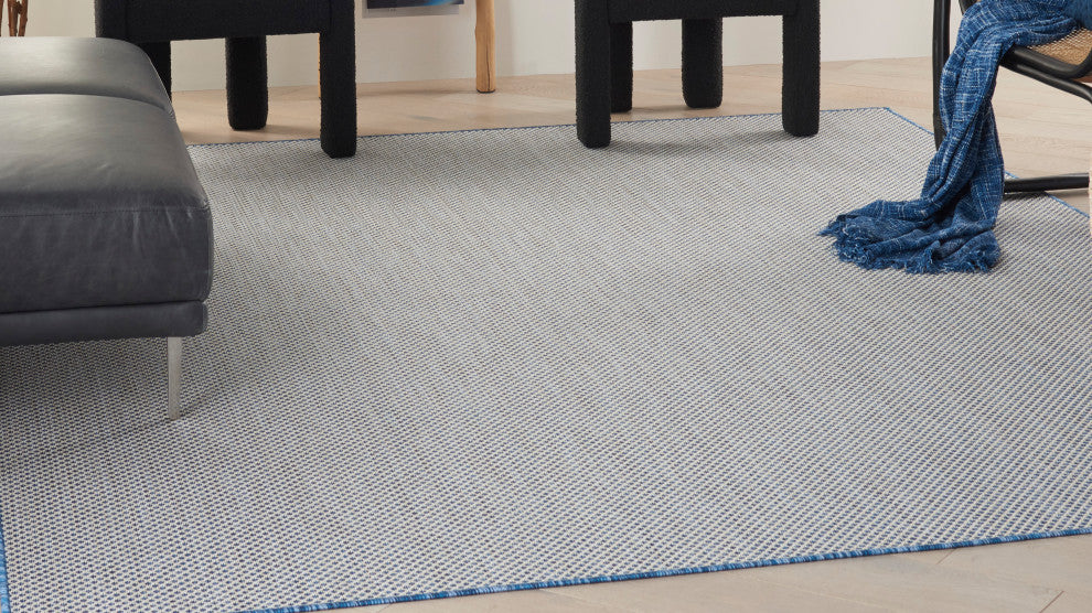 Nourison Courtyard 7' x 10' Ivory Blue Modern Area Rug