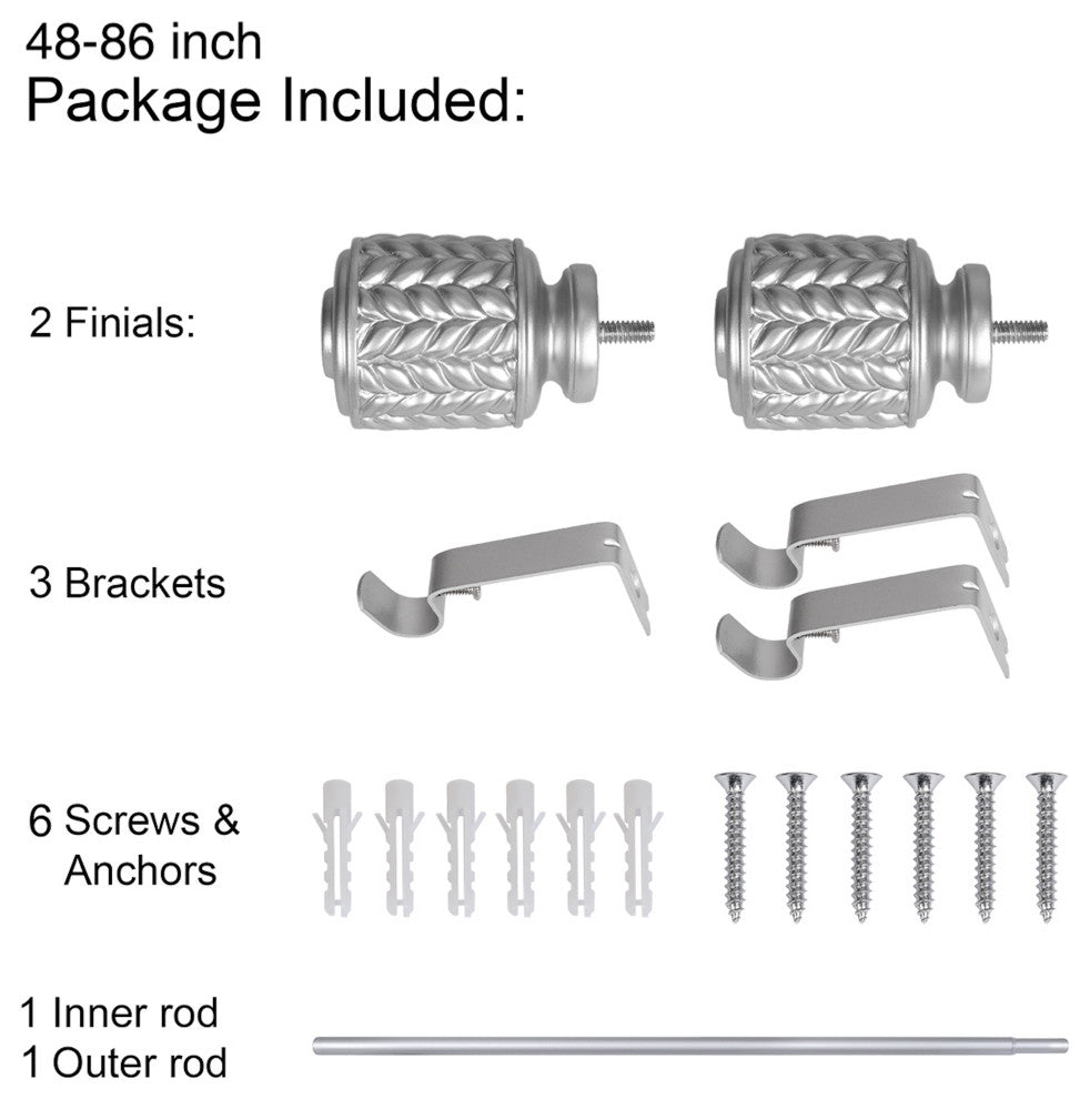 UTOPIA ALLEY 3/4 Inch Curtain Rod - Curtain Rods For Windows, Nickel, 48"-86"