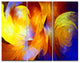 Yellow Fractal Abstract Pattern, Abstract Art on Canvas, 36x28, 3 Panels