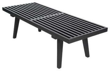 Pemberly Row Mid-Century Inwood Platform Bench in Black - 4 Feet