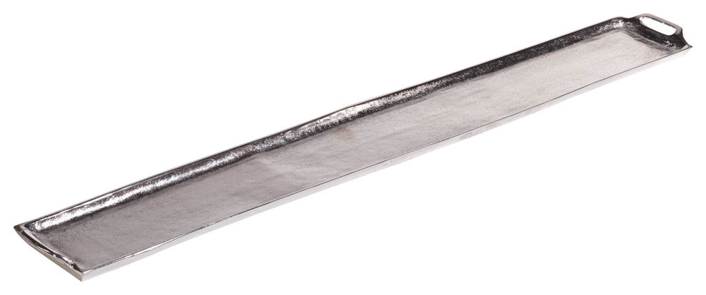 40" Long Raw Nickel Serving Tray, Silver