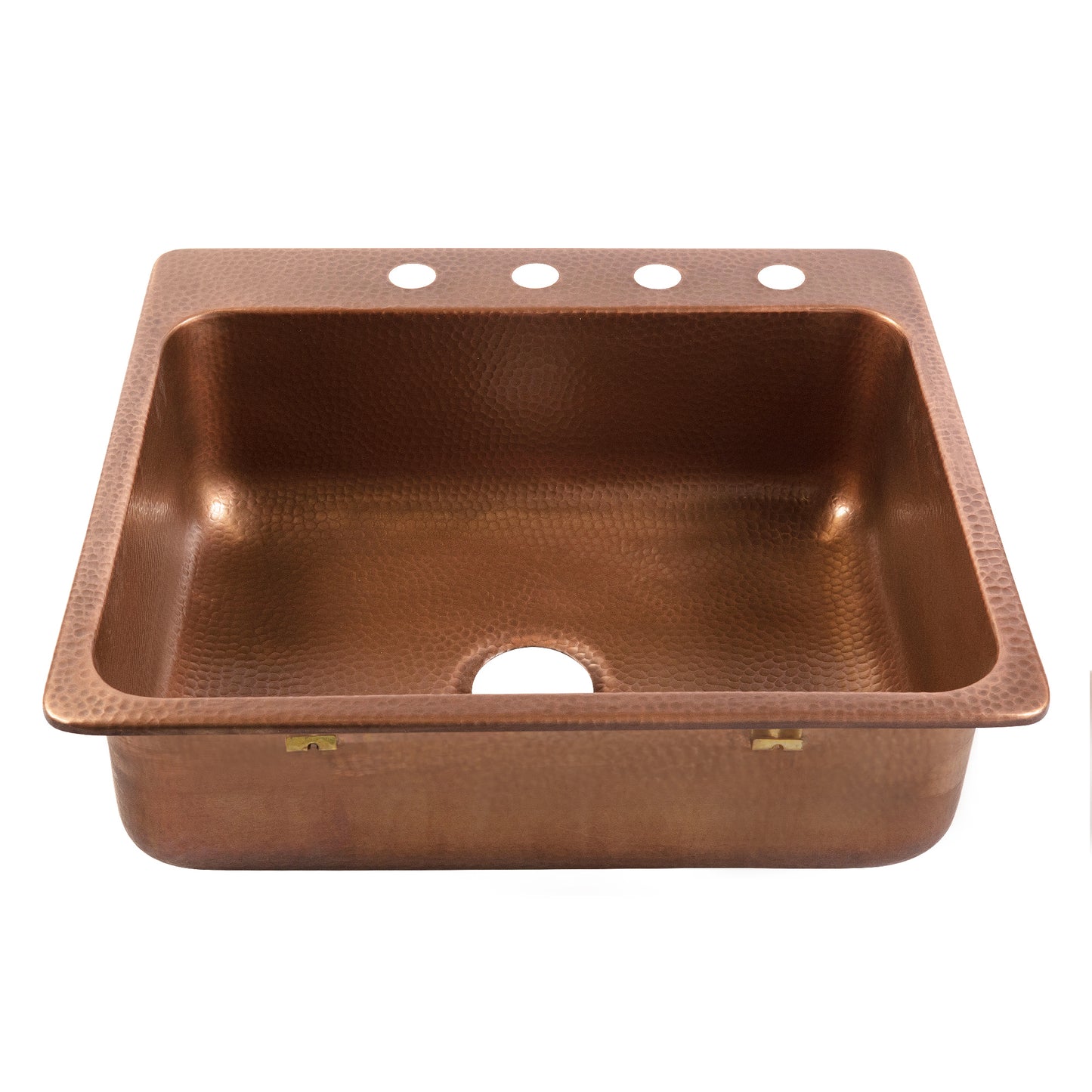 Angelico Copper 25" Single Bowl Drop-In Kitchen Sink With 4 Holes