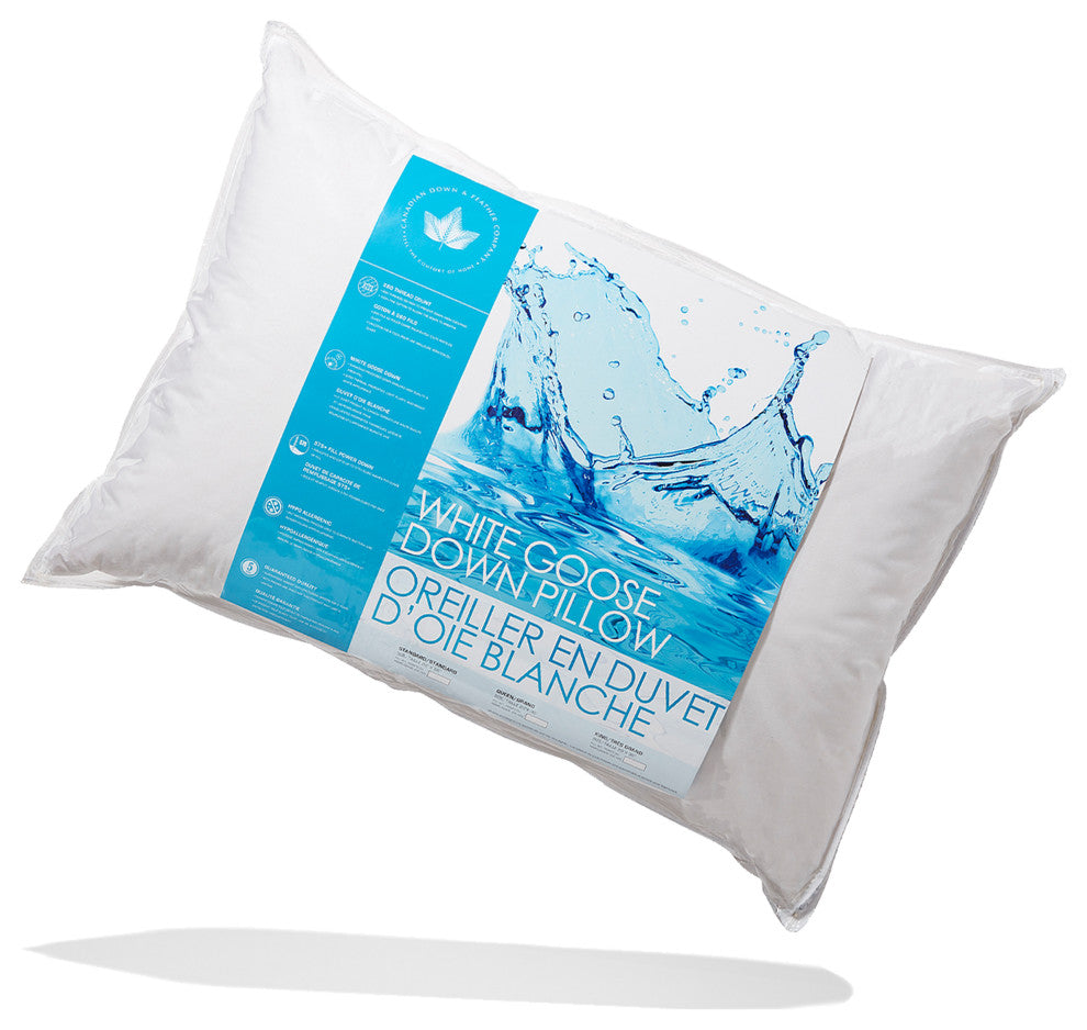White Goose Down Pillow, Queen, Firm Support