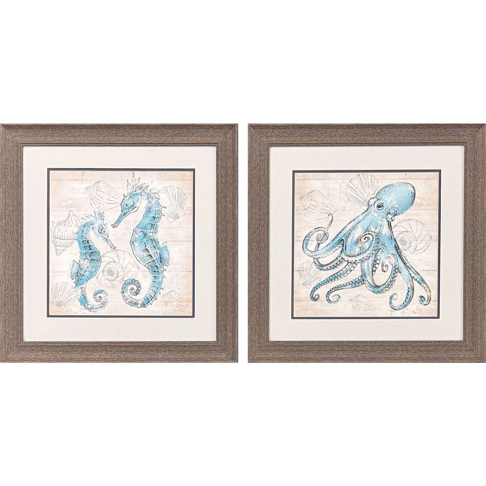 Water Creatures Framed Art, 2-Piece Set
