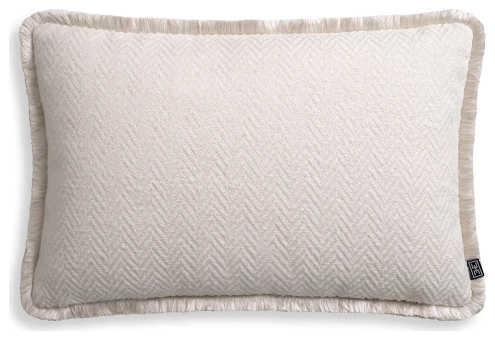 Chevron Pattern Fringed Lumbar Pillow | Eichholtz Kauai, Cream