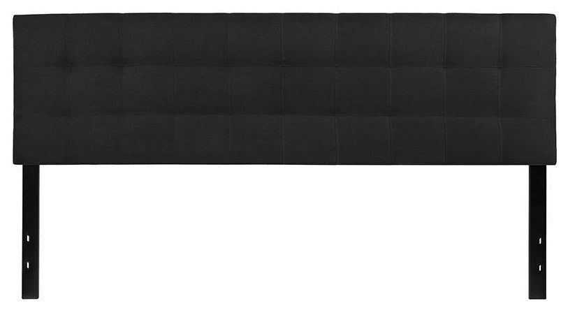 Bedford Tufted Upholstered King Size Headboard in Black Fabric