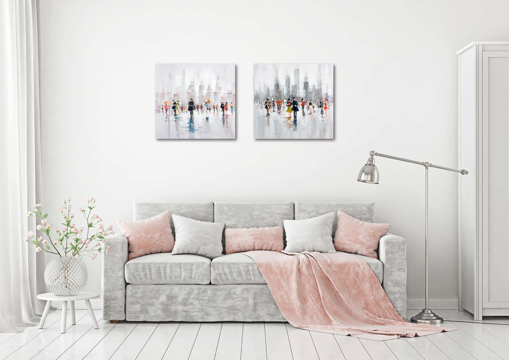 "Snow Fall I" Abstract Hand Painted Canvas Art