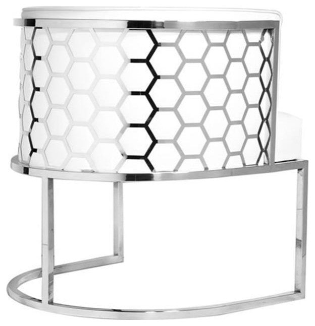 Uptown Club Elysee 17" Hexagon Pattern Faux Leather Dining Chair in White