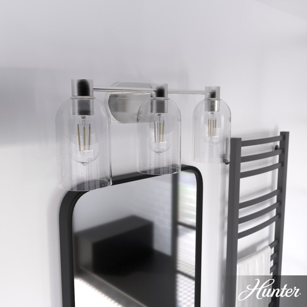 Hunter Lochemeade Brushed Nickel 3 Light Vanity Wall Light Fixture