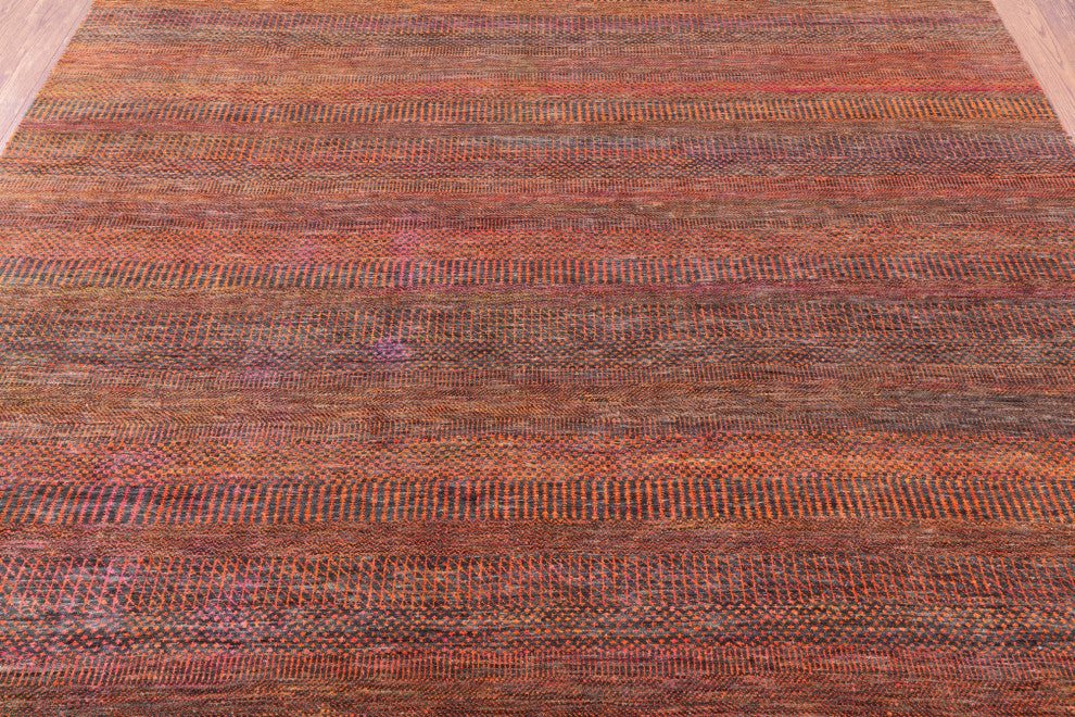 8' Square Super Savannah Gabbeh Hand-Knotted Wool and Silk Rug Q11911