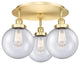 Canton-3 Light 20" Flush Mount-Satin Gold, Seedy Glass Shade