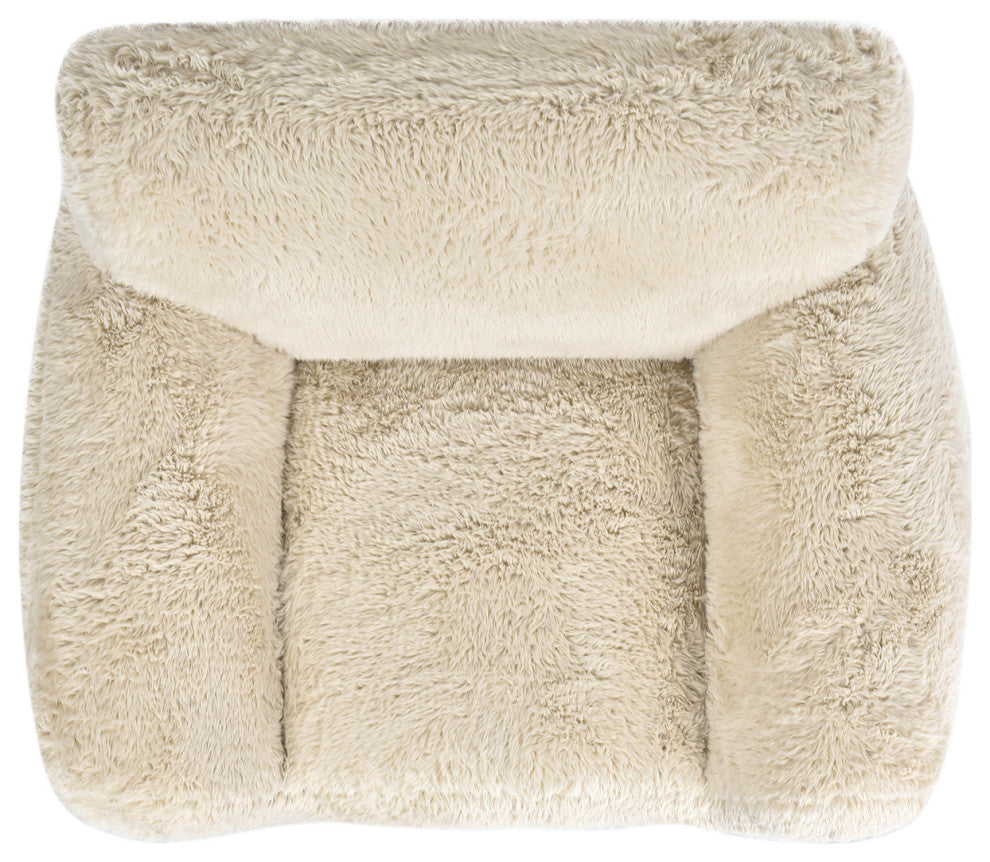 Summit 49" Faux Fur Sheepskin Overstuffed Arm Chair, Cream Beige