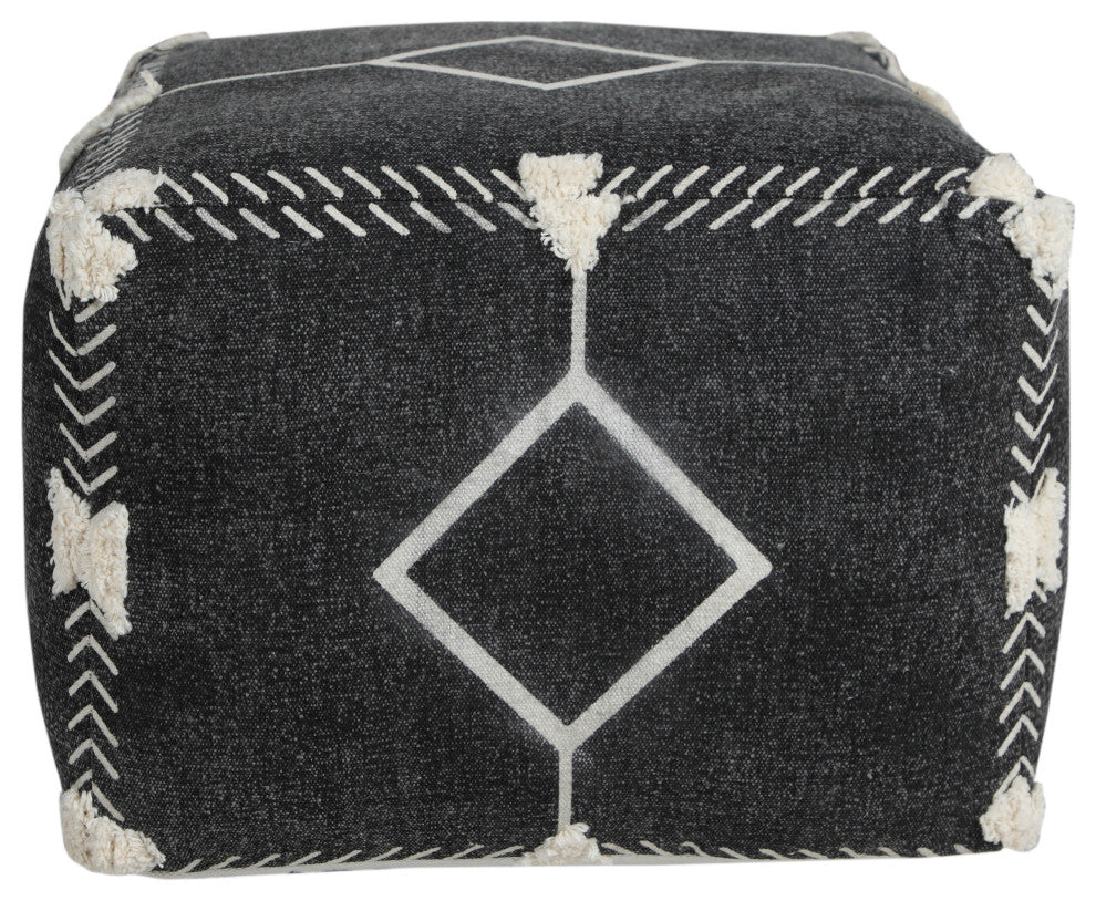 Textured Diamond Dash Pouf Ottoman
