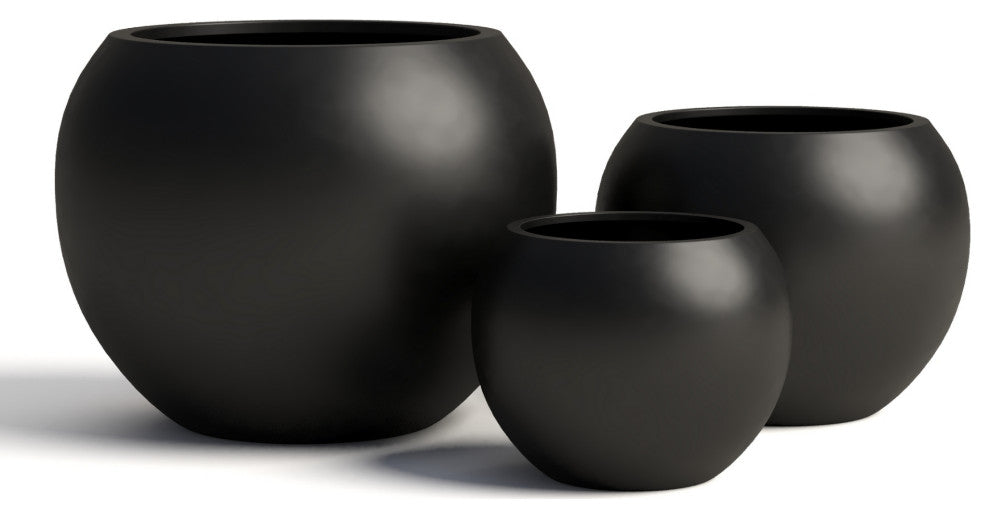 DTY Signature Mount Sherman 1-piece Fiberstone Planter, Black, Large