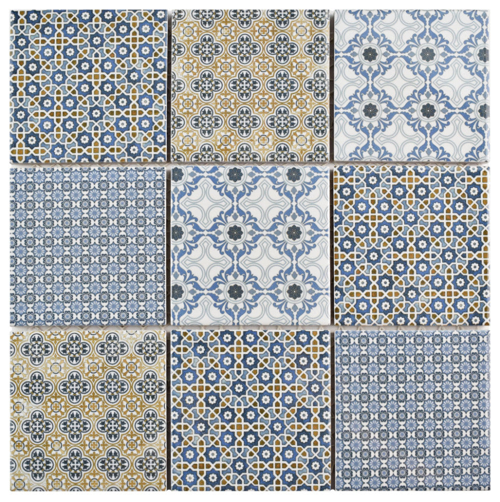 Classico 4" Square Mix Porcelain Floor and Wall Tile