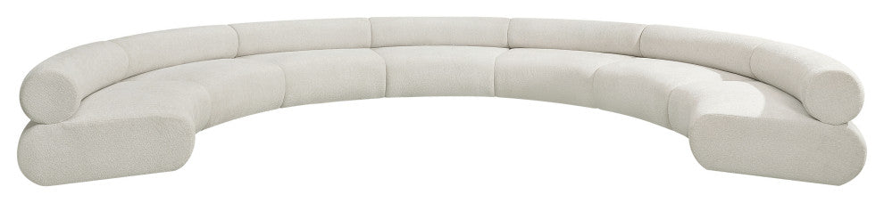 Bale Cream Chenille Fabric Modular Sofa, Cream, 7-Piece, Arc Shaped