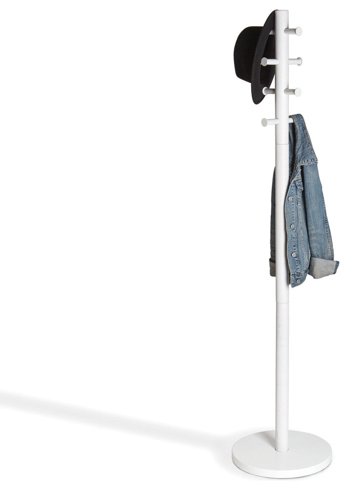 Pillar Coat Rack, White Wood