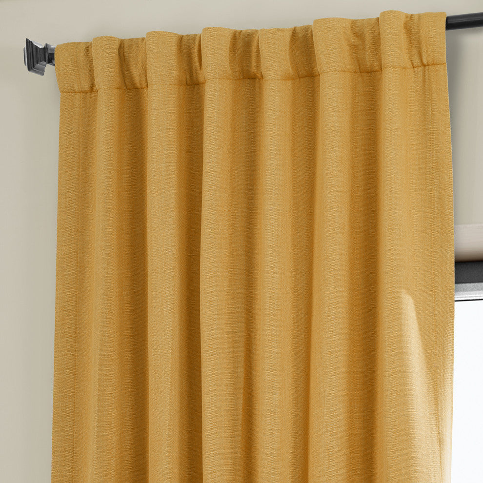 Faux Linen Darkening Curtain Single Panel, Dandelion Gold, 50"x108"