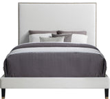 Harlie Velvet Upholstered Bed, Cream, Queen