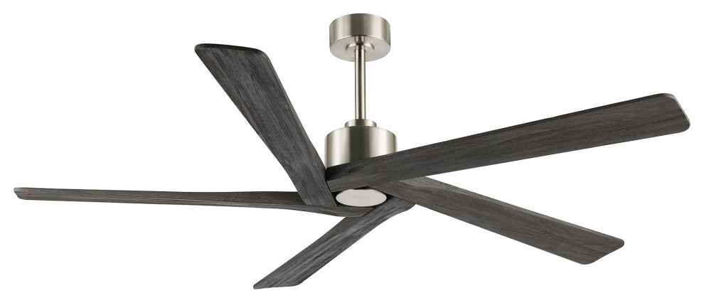 64" Reversible 5-Blade DC Ceiling Fan With Remote Control, Brushed Nickel/Gray