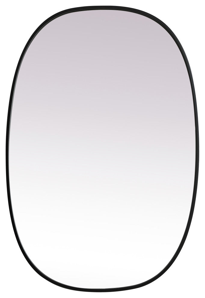 Metal Frame Oval Mirror 27X40 Inch, Black