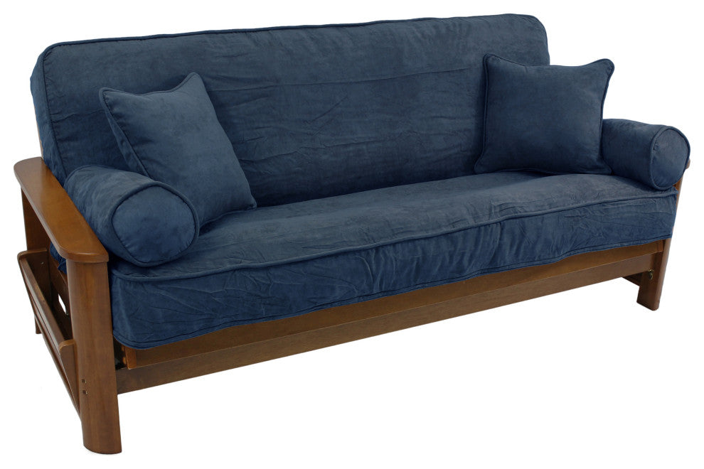 Solid Microsuede Full Futon Cover Set, Indigo